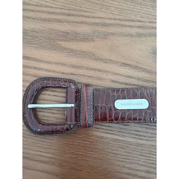 Ralph Lauren brown crocodile embossed leather Belt Sz M fits 35